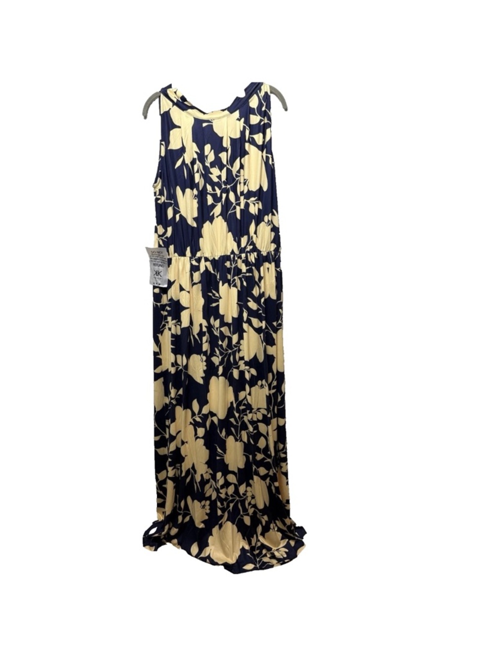 NEW Maxi Dress Plus Size 2X Sleeveless Formal Flowy Print Casual Floral Navy - Picture 2 of 7